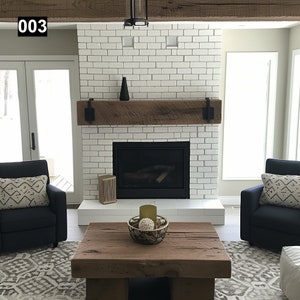 Beautiful Simple Reclaimed Wood Beam Mantel #003