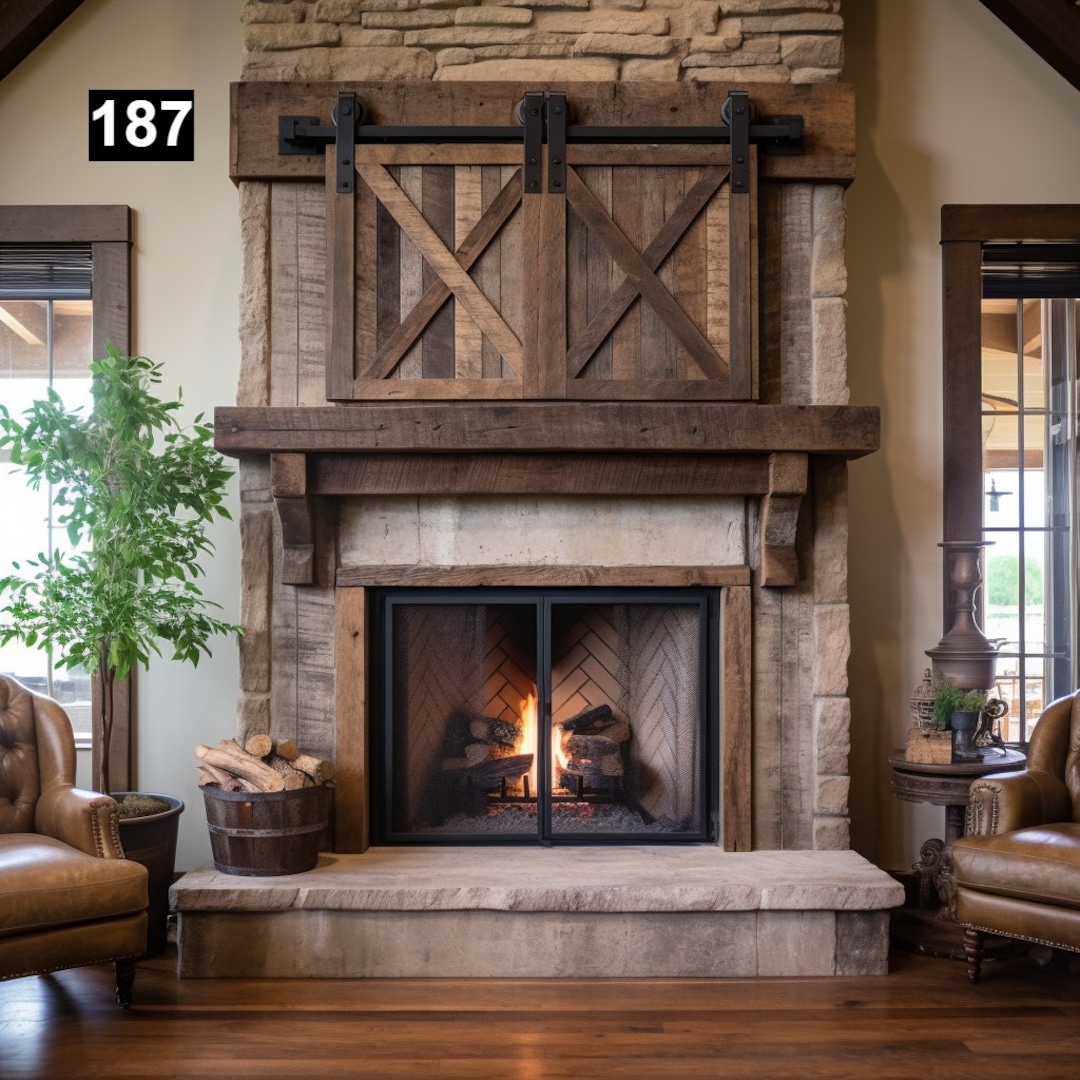 Gorgeous Reclaimed Wood Beam Fireplace Mantel With Wooden Corbels #187 ...