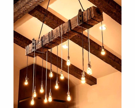 4 Foot Reclaimed Barn Wood Beam Chandelier Etsy