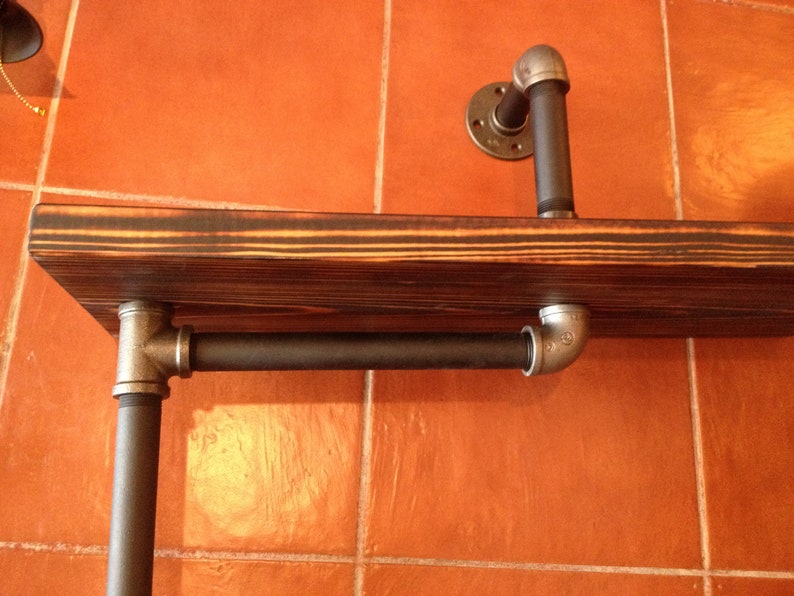 Rustic Industrial Wood and Pipe Wall Shelf Etsy Canada