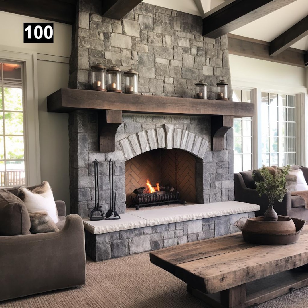Gorgeous Reclaimed Wood Beam Fireplace Mantel With Wooden Corbels #100 ...