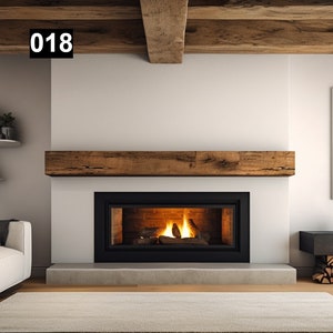 Beautiful Simple Reclaimed Wood Beam Mantel #018