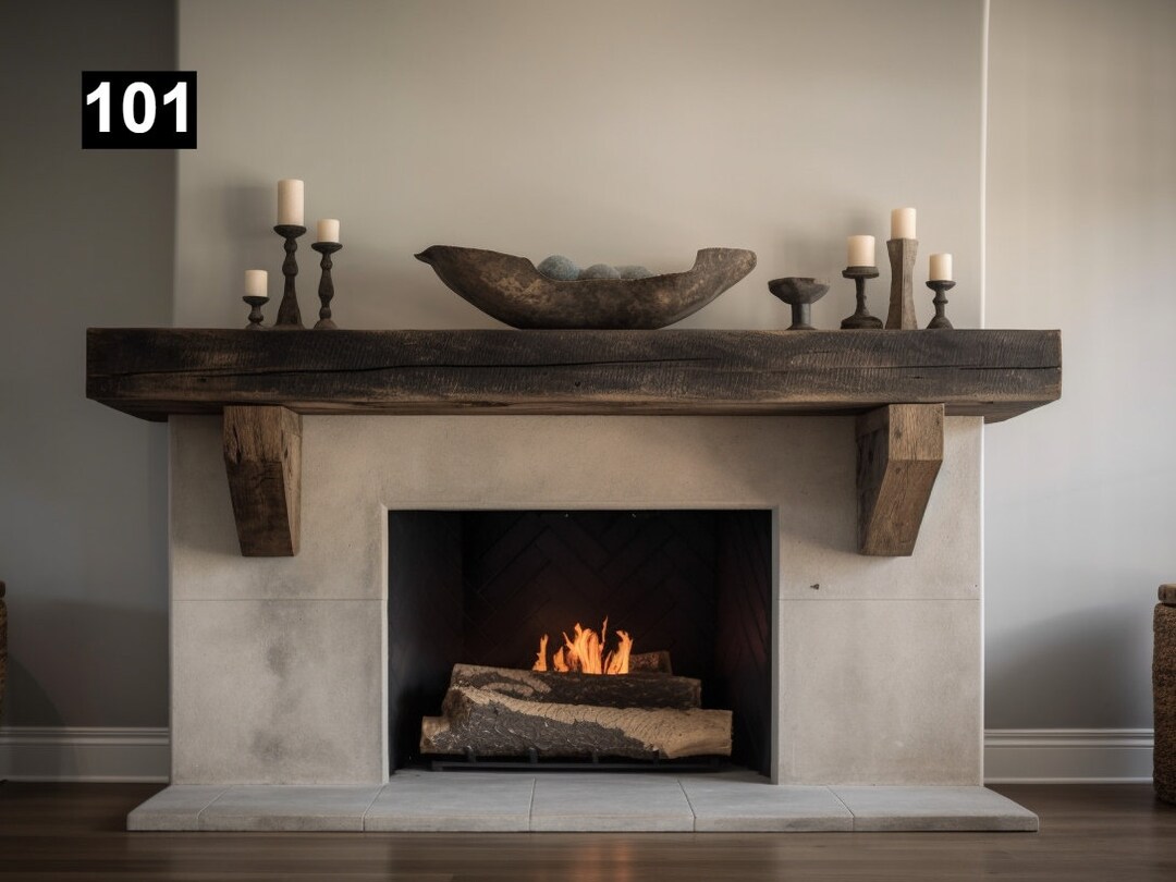 Gorgeous Reclaimed Wood Beam Fireplace Mantel With Wooden Corbels #101 ...