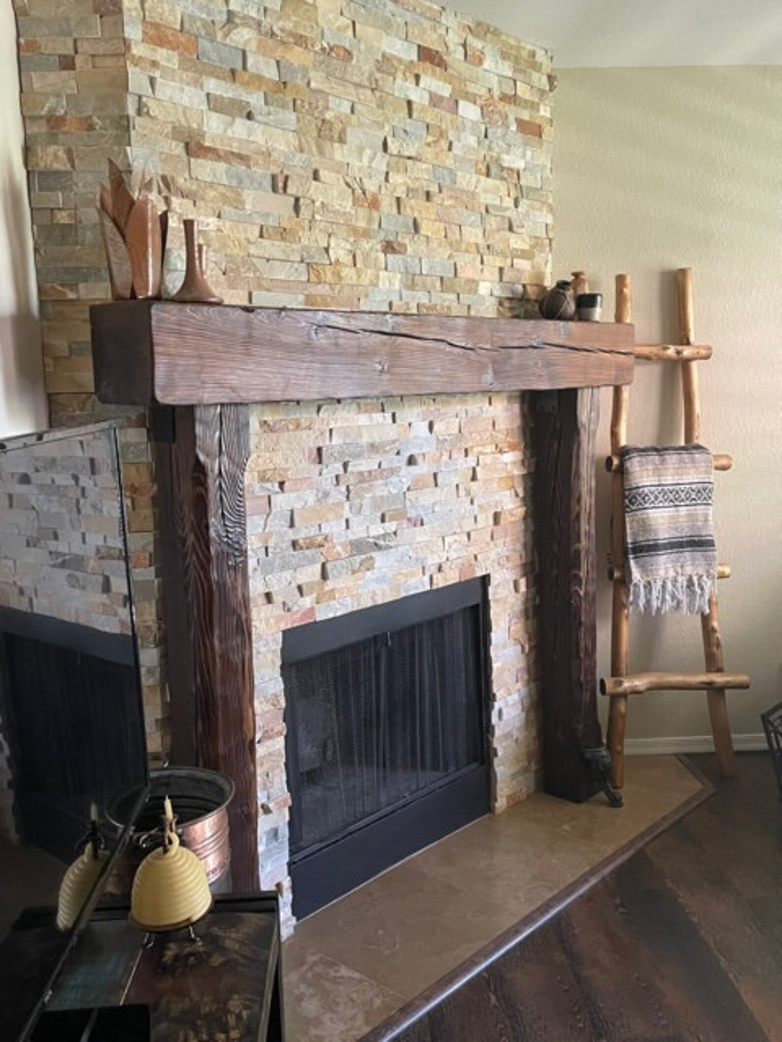 Rustic Charm Full Surround Fireplace Mantel Antique Wood Etsy