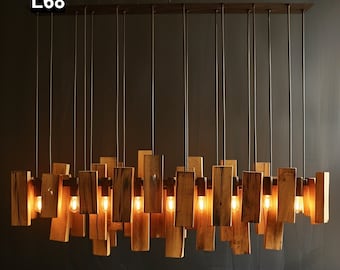 Reclaimed Wood Beam Chandelier L68