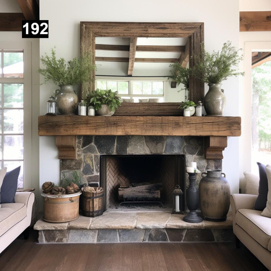 Gorgeous Reclaimed Wood Beam Fireplace Mantel With Wooden Corbels #192 ...