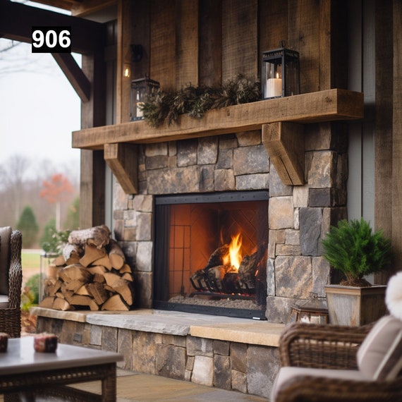 Outdoor Reclaimed Wood Beam Fireplace Mantels #906