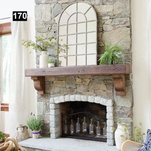 Gorgeous Reclaimed Wood Beam Fireplace Mantel with Wooden Corbels #170