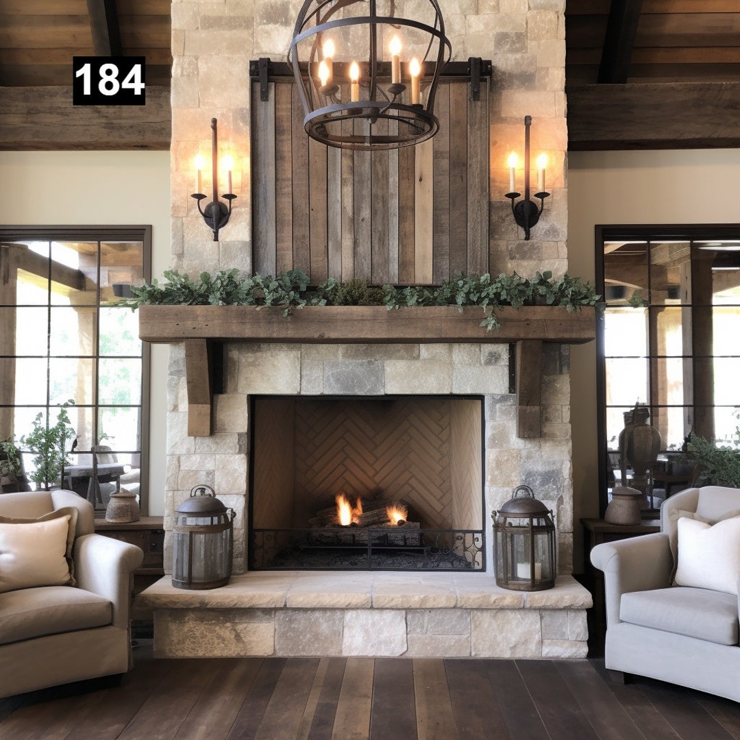 Gorgeous Reclaimed Wood Beam Fireplace Mantel With Wooden Corbels #184 ...