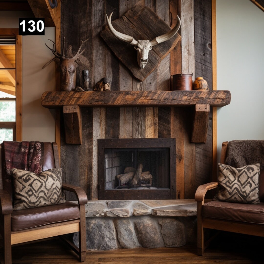 Gorgeous Reclaimed Wood Beam Fireplace Mantel With Wooden Corbels #130 ...