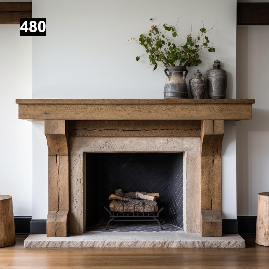 Regal Looking Reclaimed Wood Beam Fireplace Mantel With Legs 480 Etsy