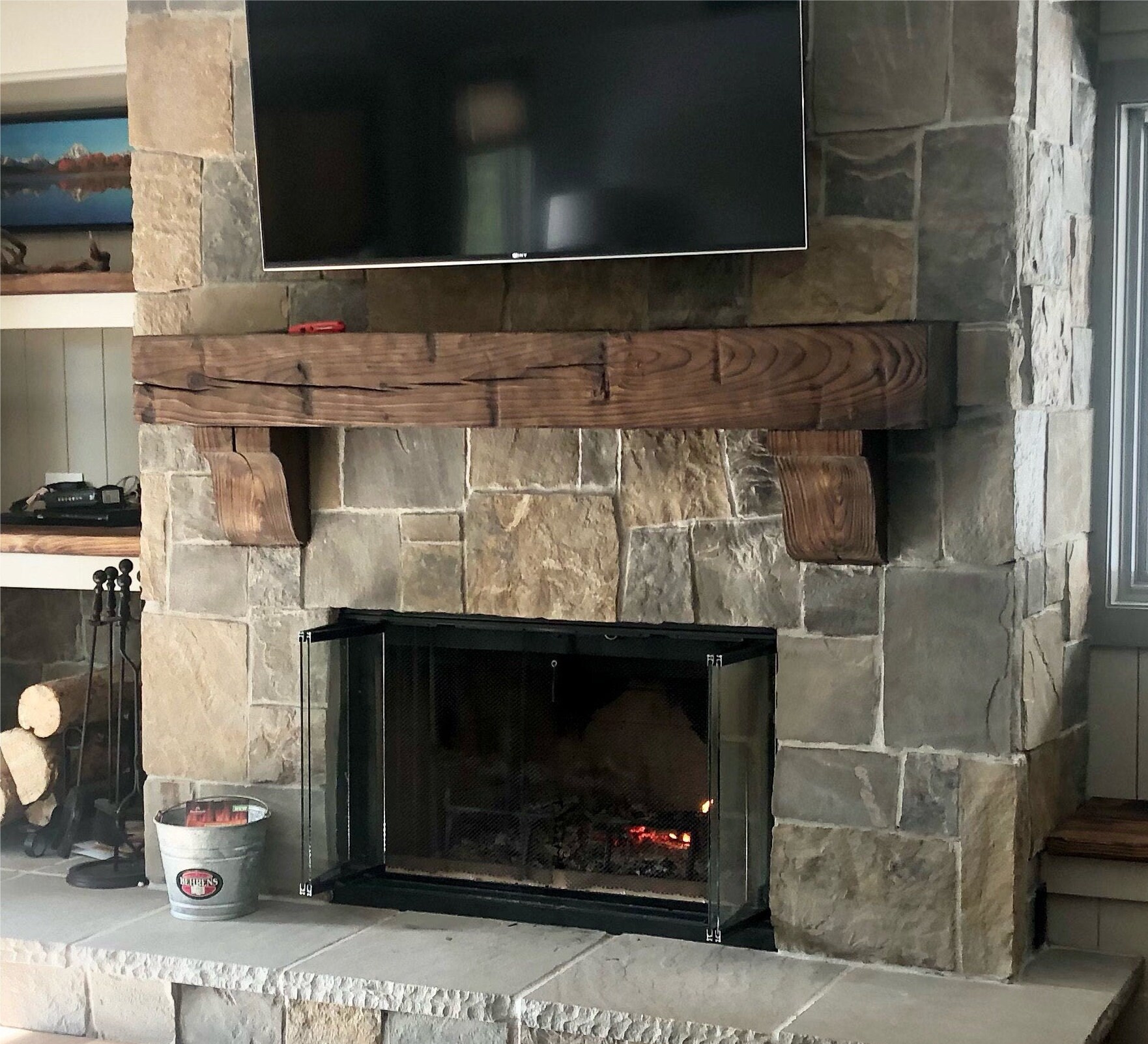 Artisan-crafted Rustic Fireplace Mantel 100-year-old - Etsy