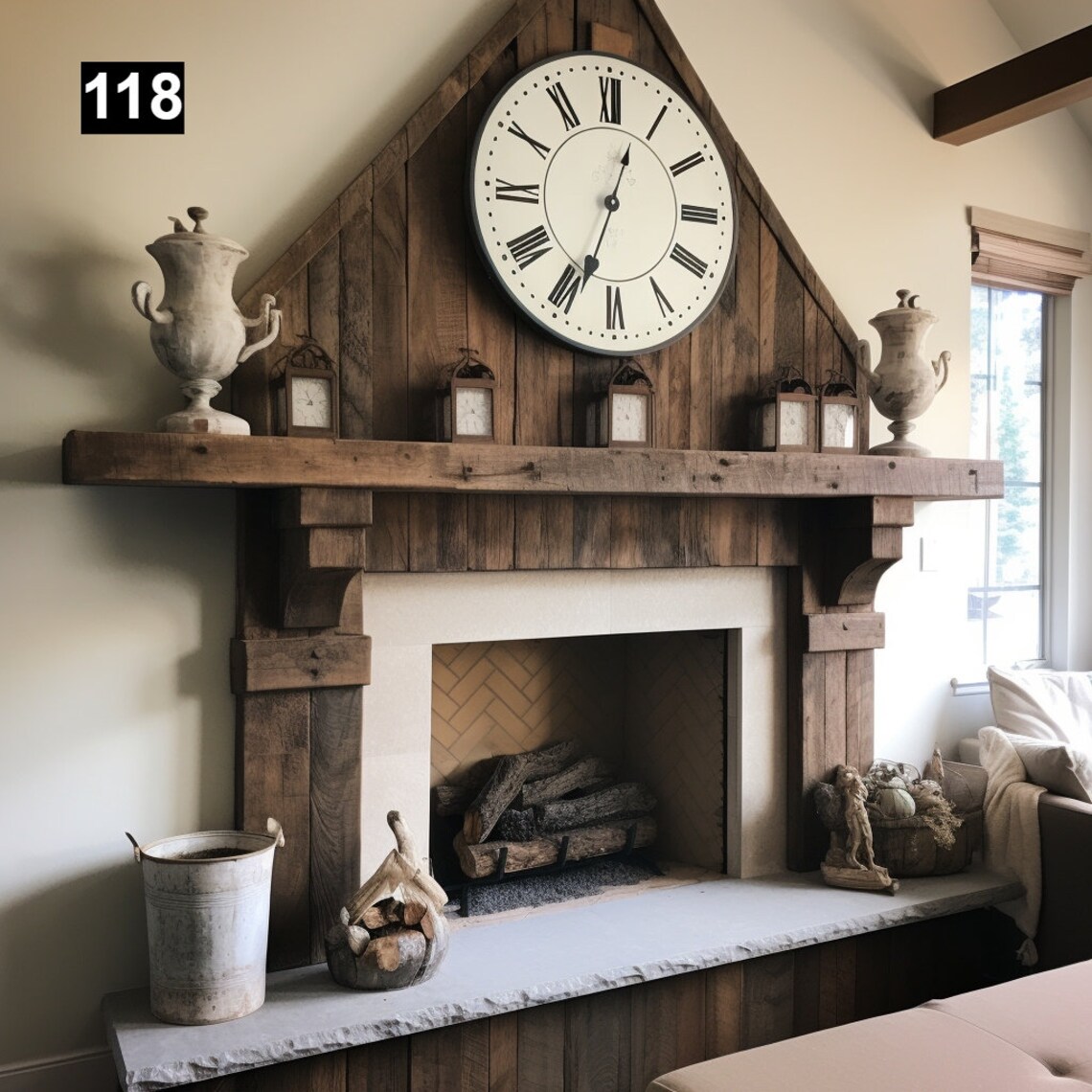 Gorgeous Reclaimed Wood Beam Fireplace Mantel With Wooden Corbels #118 ...