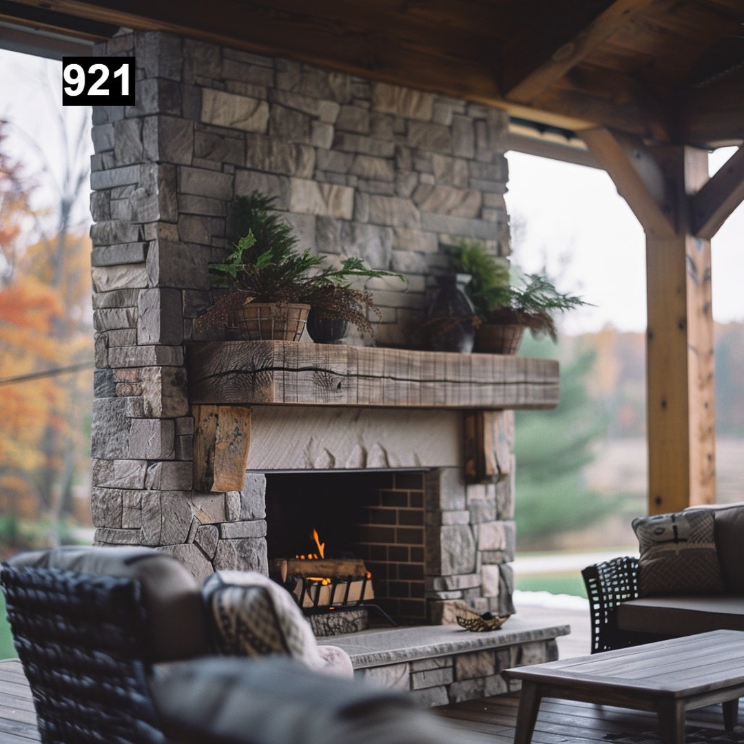 Outdoor Reclaimed Wood Beam Fireplace Mantels #921 Canada