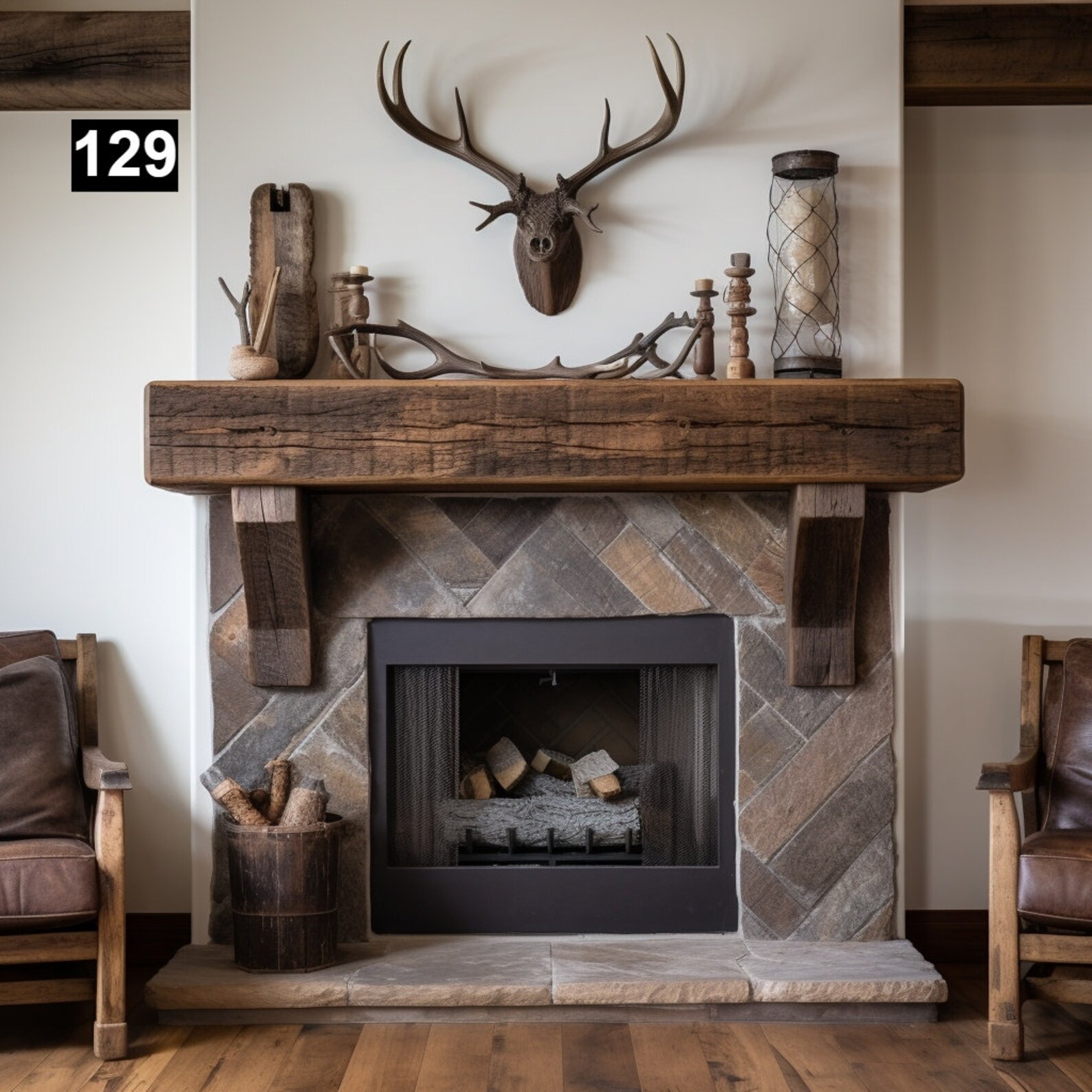 Gorgeous Reclaimed Wood Beam Fireplace Mantel With Wooden Corbels #129 ...