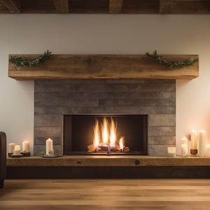 Beautiful Simple Reclaimed Wood Beam Mantel #010