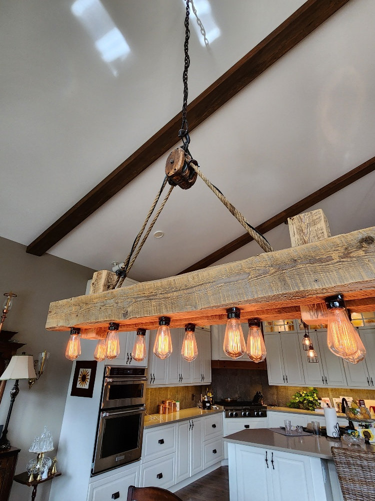 Rustic Industrial Twin Beam Chandelier With Pulley L24 - Etsy