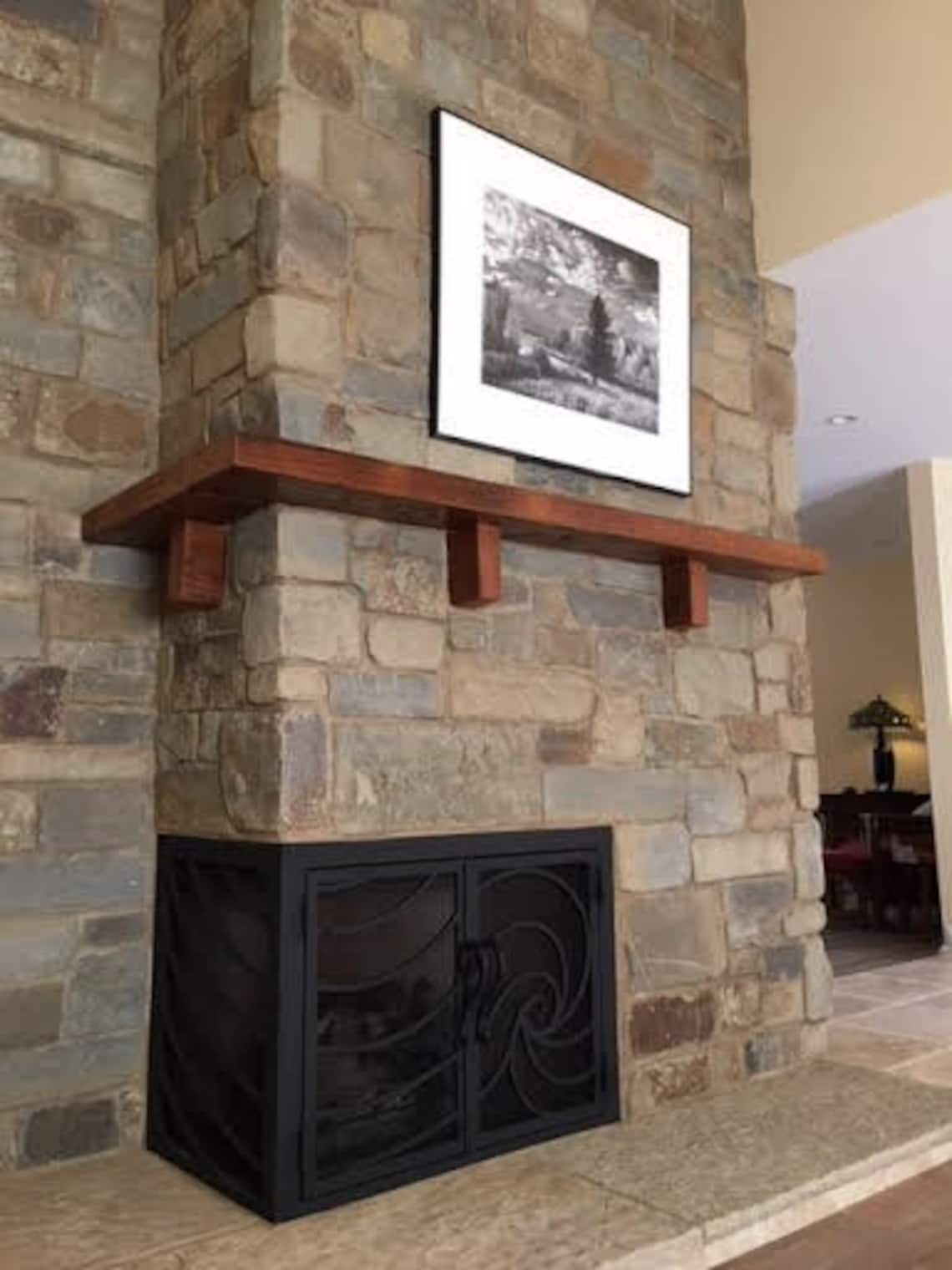 4 X 8 Wrap Around Wood Fireplace Mantel Shelf Etsy