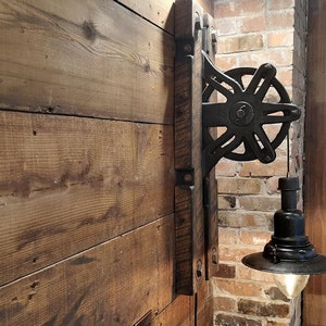Rustic Industrial Pulley Wall Lamp