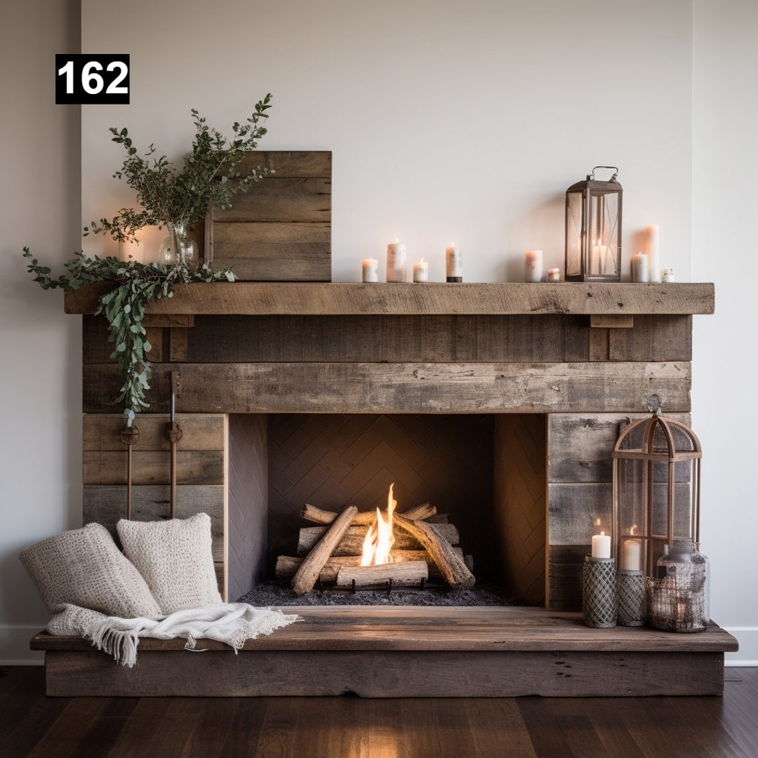 Gorgeous Reclaimed Wood Beam Fireplace Mantel With Wooden Corbels #162 ...