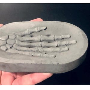 Concrete Soap Dish/ Self Draining Soap Dish/ Cement Dish/ Goth Decor/ Skeleton/ Goth Decor