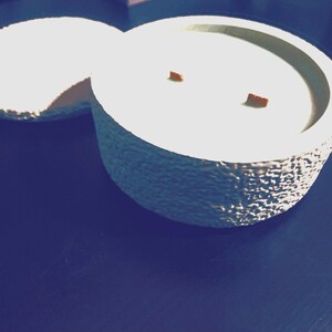 Concrete Wooden Wick Candle With Lid/  wooden wick Candle/ Candle Holder / Bug Away Candle/Cement Vessel/ Concrete Rough Texture Vessel/