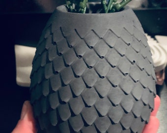 Concrete Dragon Egg Vase/ Snake Scale Shaped Vessel/ Dragon Egg Pot/ Valentine Gift/ Mermaid Scale Vase