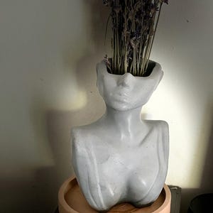 Concrete  Lady Vase/ Face Shaped Vessel/ Elegant Stone Pot/  Valentine Gift
