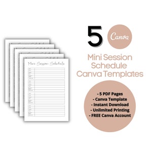 Mini Session Schedule, Mini Session Sign up Form, Photography Forms, Mini Session Form, Canva Template For Photographers