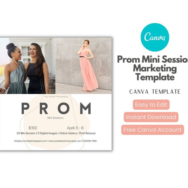 Prom Mini Session Template, Prom mini sessions, Senior photography, Senior template, Grad photography, Senior Prom minis, Graduation mini