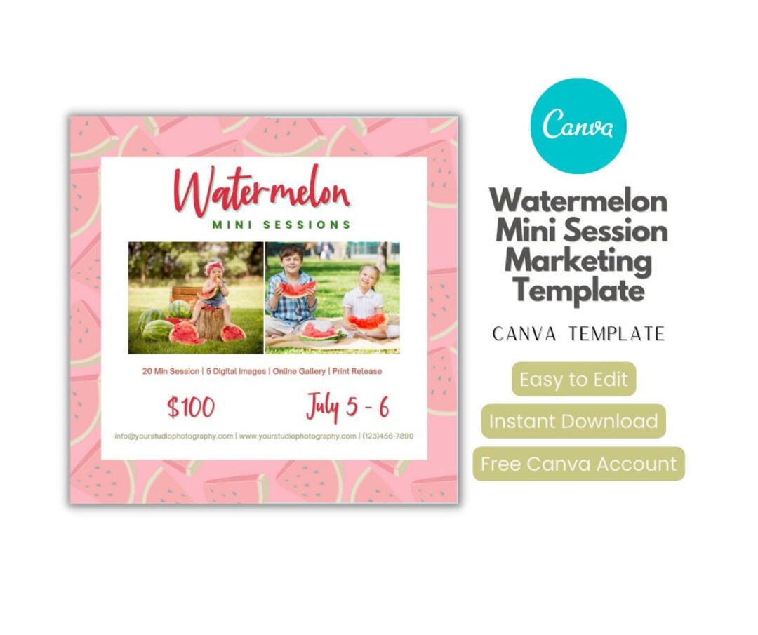 Watermelon Mini Session Template, Watermelon Mini Sessions, Watermelon ...