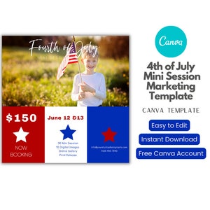 4th of July Mini Session Marketing Template, Canva Marketing Template, Photography Marketing Template, for Photographers 4