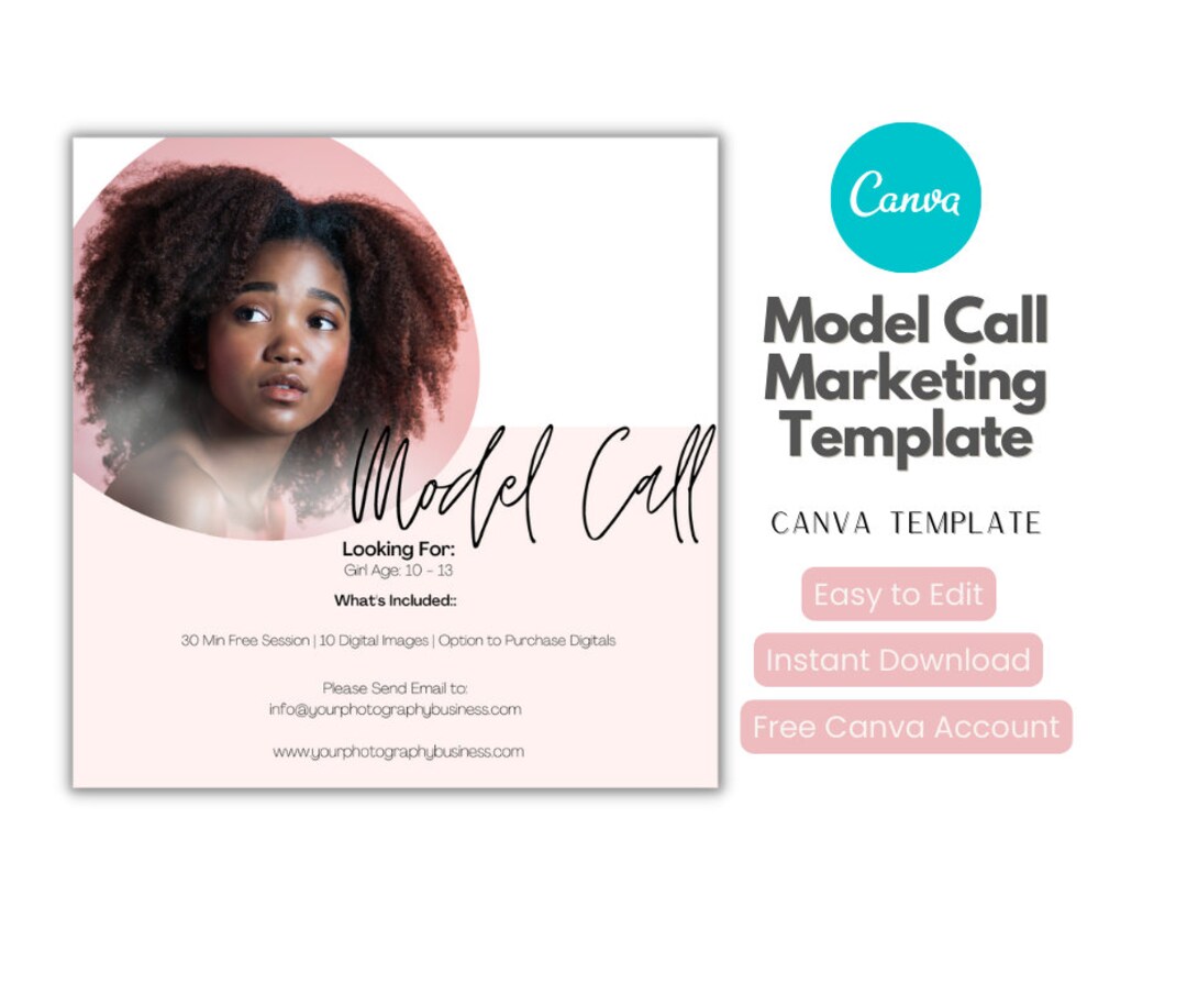 Model Call Application Form Model Call Marketing Template, Canva Marketing Template, Photography ...