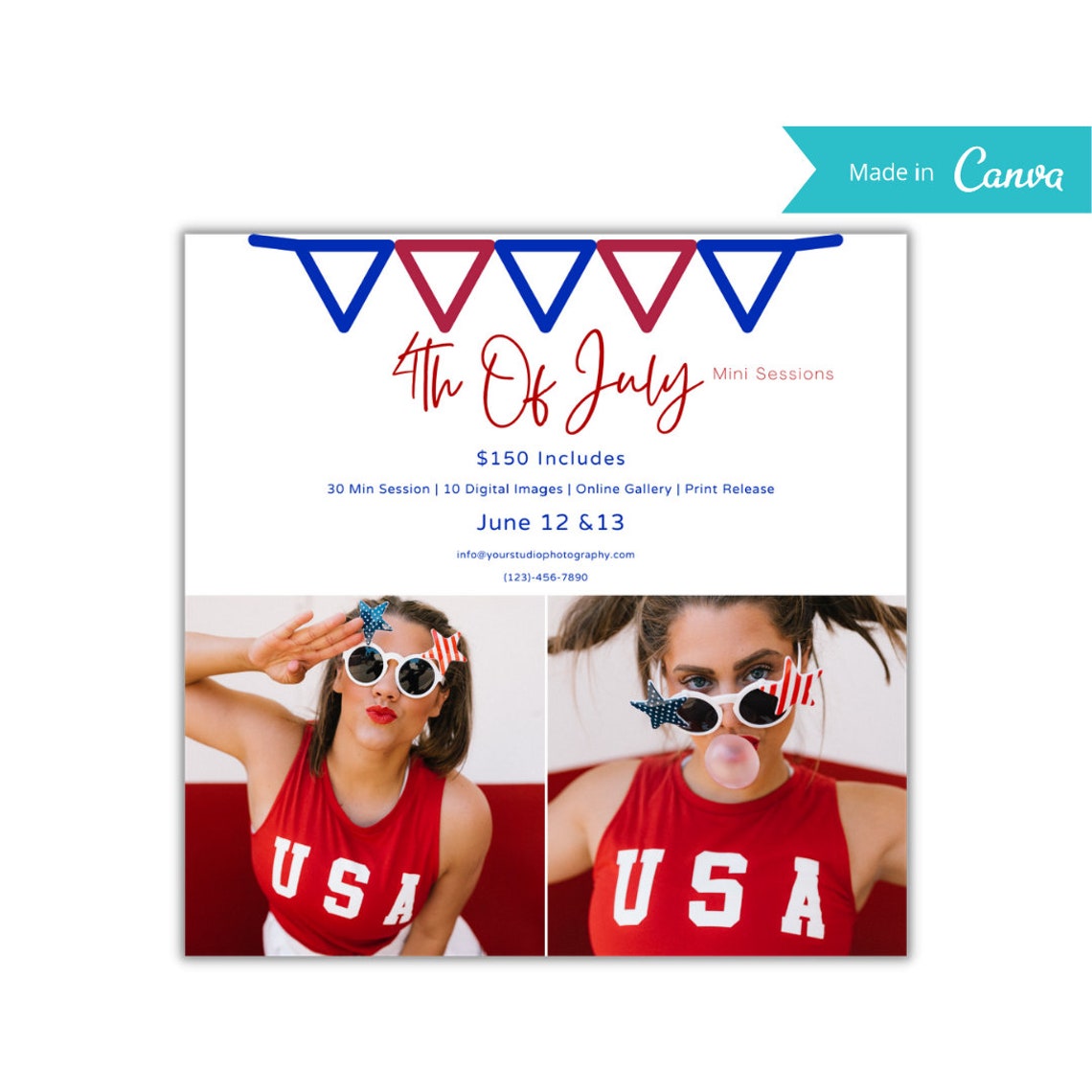 4th of July Mini Session Marketing Template Canva ...