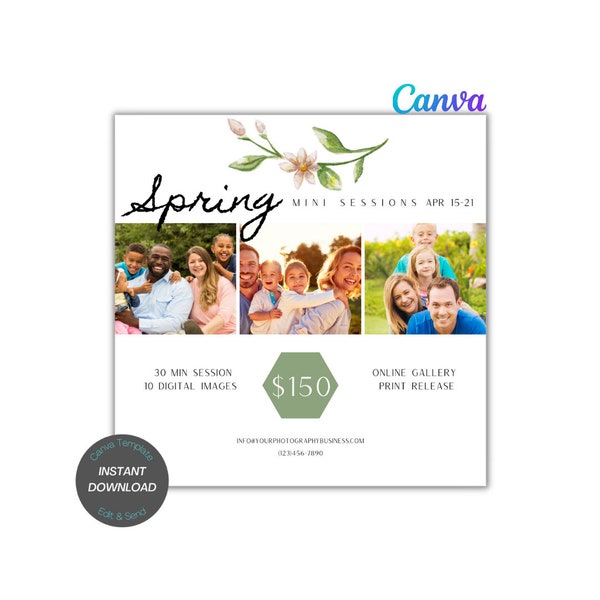 Spring Mini Session Marketing Template, Canva Marketing Templates, Photography Marketing Templates, for Photographers 15