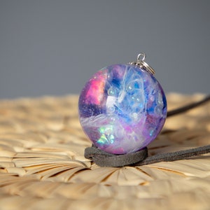 Birthday gift for wife, Resin space necklace, Holographic necklace, Star planet necklace, Galaxy necklace