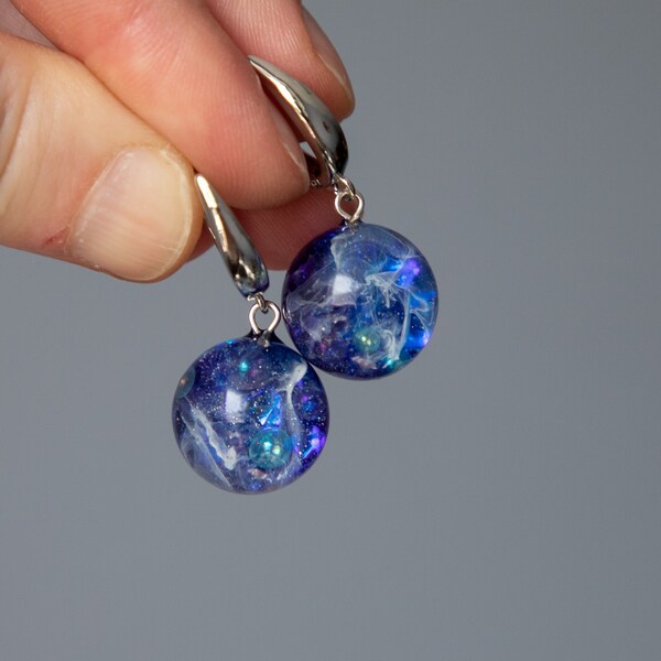 Cosmic earrings, galaxy jewelry, planet earrings, Galaxy earrings, futuristic earrings, Mothers day gift from daughter