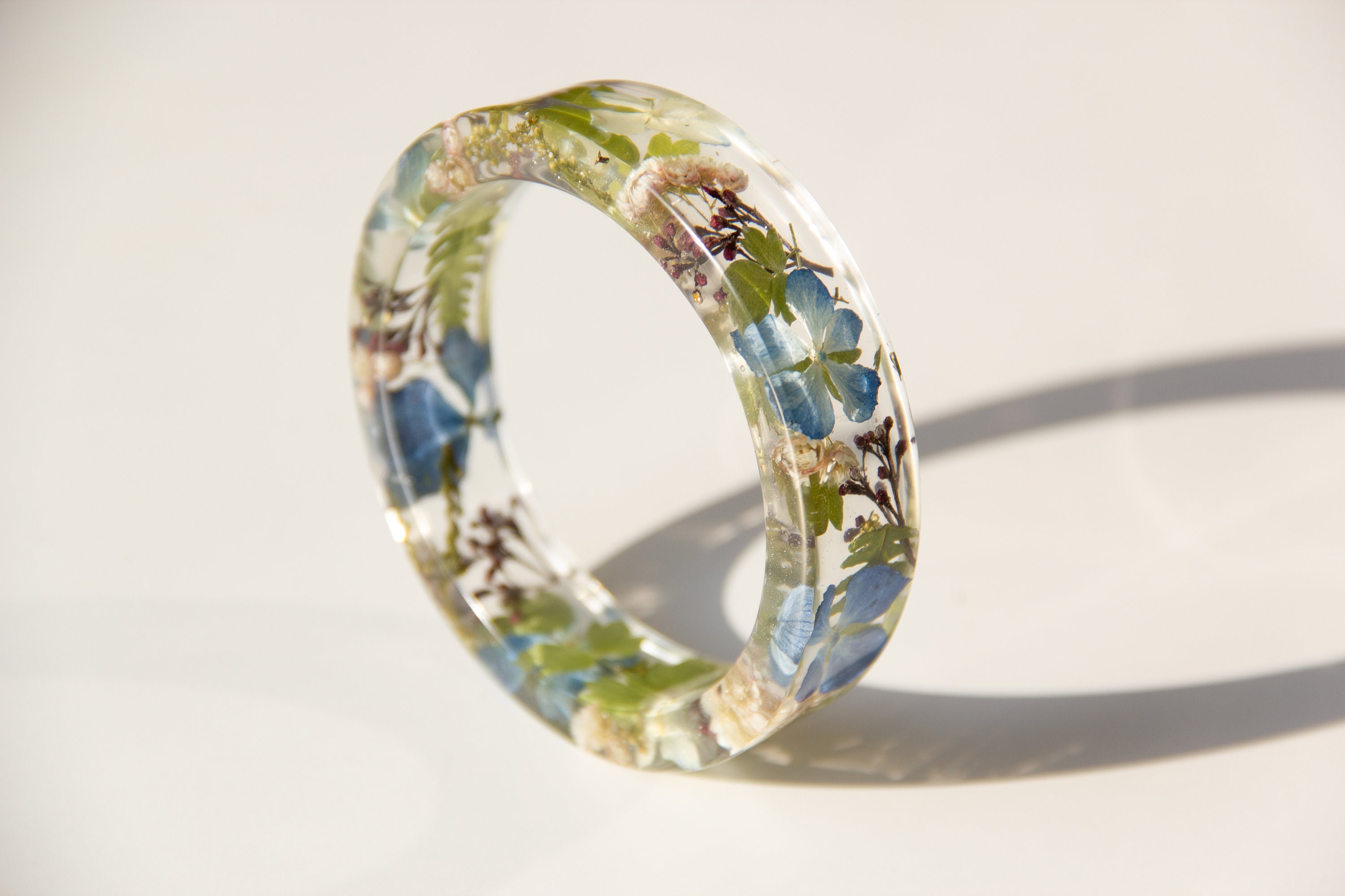 Real flower epoxy resin bracelet wildflower eco resin bangle Etsy