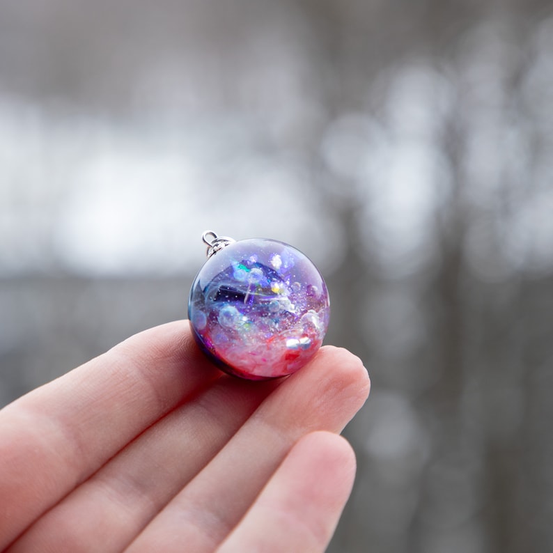 Fantasy jewelry, Galaxy pendant, Space themed jewelry, Resin necklace image 5