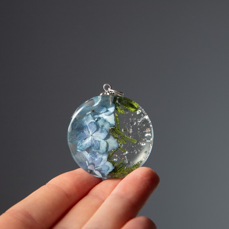 Resin set of jewelry with real hydrangea, Dried flower resin jewelry, Mothers day gift from daughter image 9