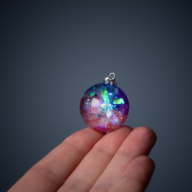 Fantasy jewelry, Galaxy pendant, Space themed jewelry, Resin necklace image 2