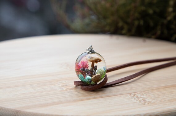 Mushroom necklace, Mushroom jewelry, Botanical necklace, Dainty mushroom necklace