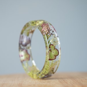 Ukraine bracelet, Resin flower bangle, Real hydrangea bracelet, Resin flower bracelet