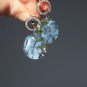 Resin set of jewelry with real hydrangea, Dried flower resin jewelry, Mothers day gift from daughter image 6