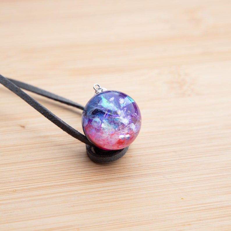 Fantasy jewelry, Galaxy pendant, Space themed jewelry, Resin necklace image 1