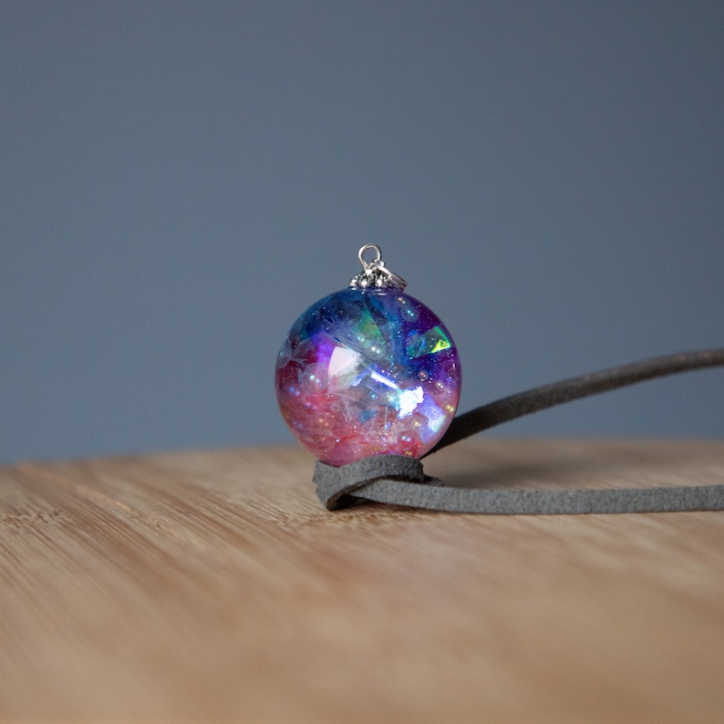 Fantasy jewelry, Galaxy pendant, Space themed jewelry, Resin necklace image 8