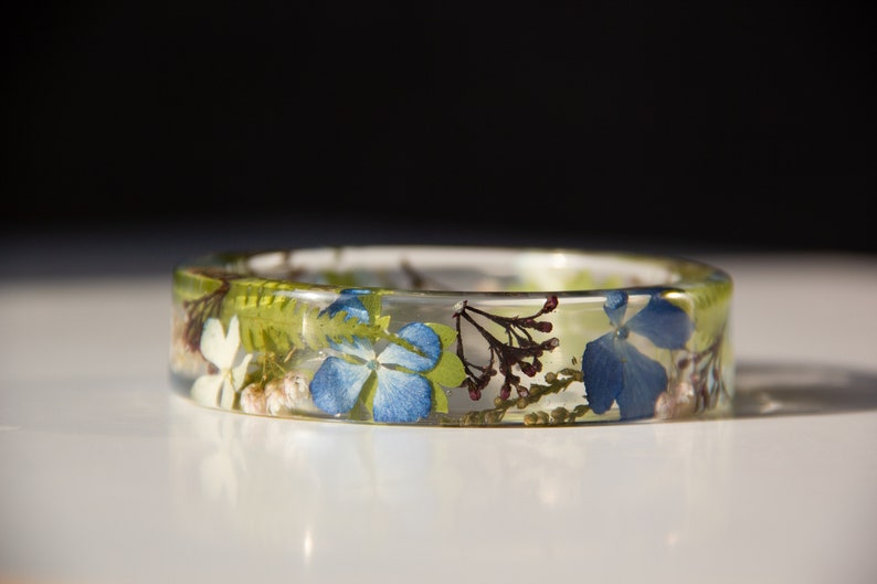 Real flower epoxy resin bracelet wildflower eco resin bangle Etsy