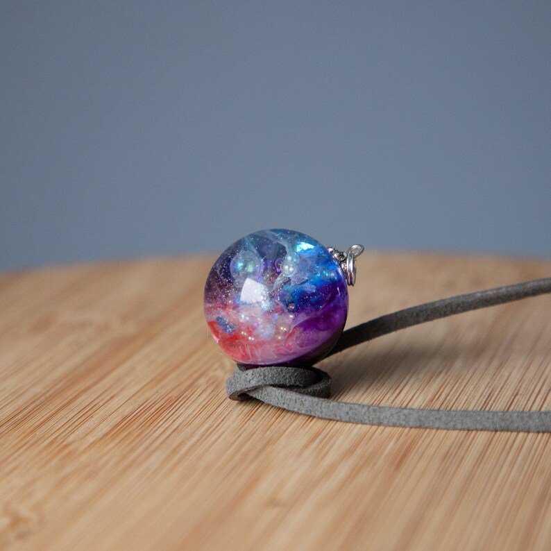 Fantasy jewelry, Galaxy pendant, Space themed jewelry, Resin necklace image 6