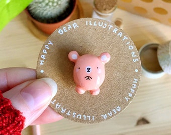 PINS - Tiny and Adorable Bear Clay Pin - Handmade Clay Pin- Kawaii Clay Pin - Ceramic Charm - Cute Pin brooch