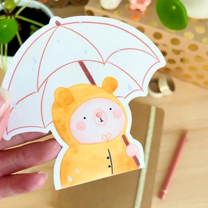 PEGATINA GRANDE - Vinilo mate de oso de acuarela - Pegatina de oso de acuarela - Pegatinas para computadora - Pegatinas para bullet journal